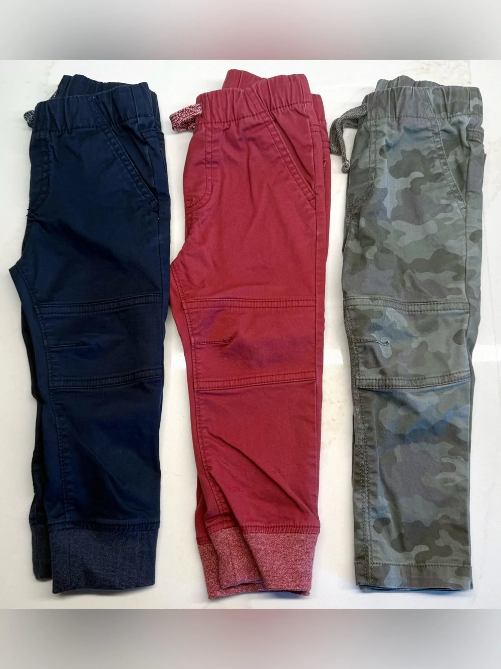 Cat & Jack 2T Jogger Pants Bundle of 3 | Navy Burgundy Camo | Toddler Boys